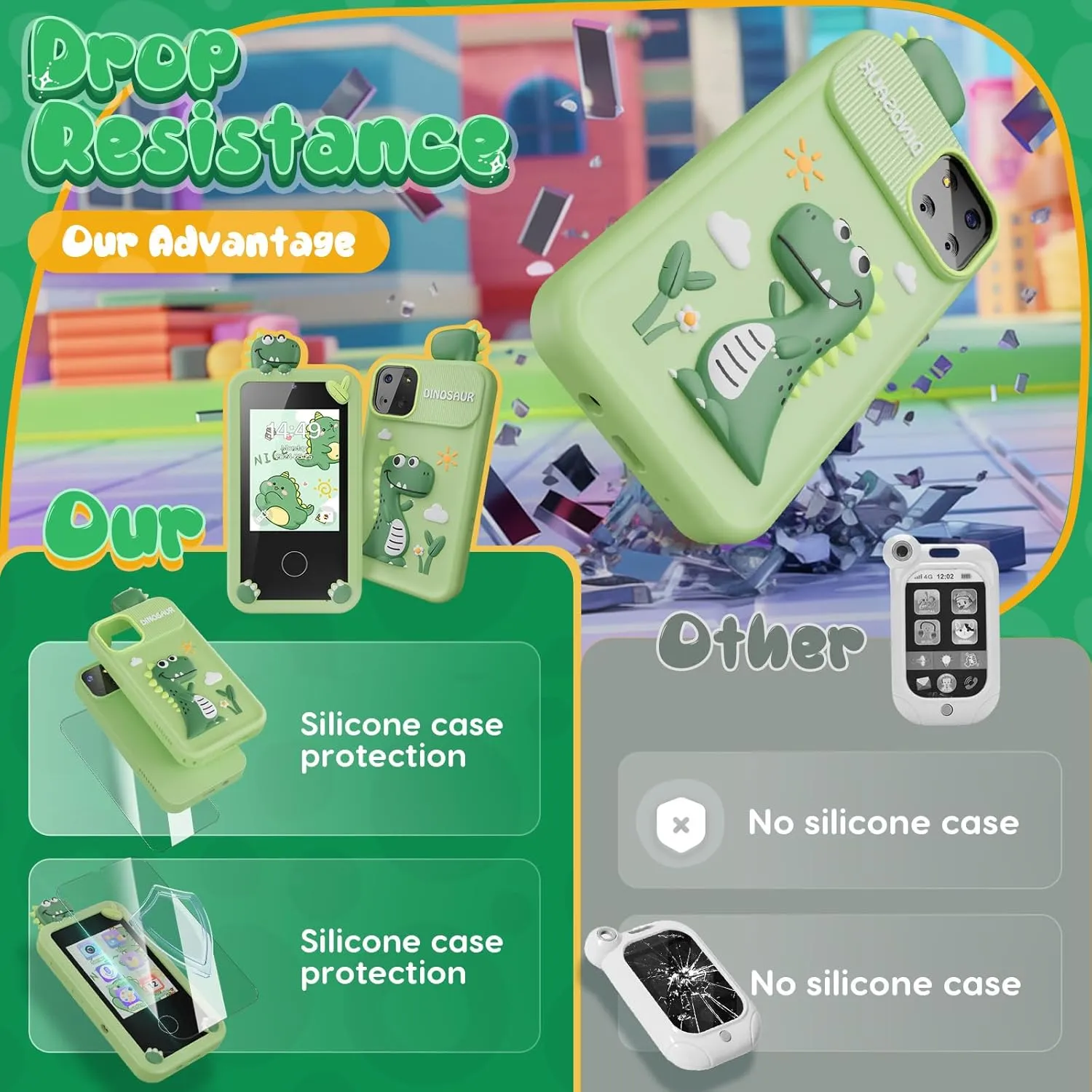 Christmas Birthday Gifts Mini Smart Phone Toys With 2.8" Touchscreen 16 Learning Games Dual Camera Music Player, 8G SD Card Kids Smart Phone Toys for Boys,Dinosaurs Gift Toys for rhetorical Boys Ages 3-9 
