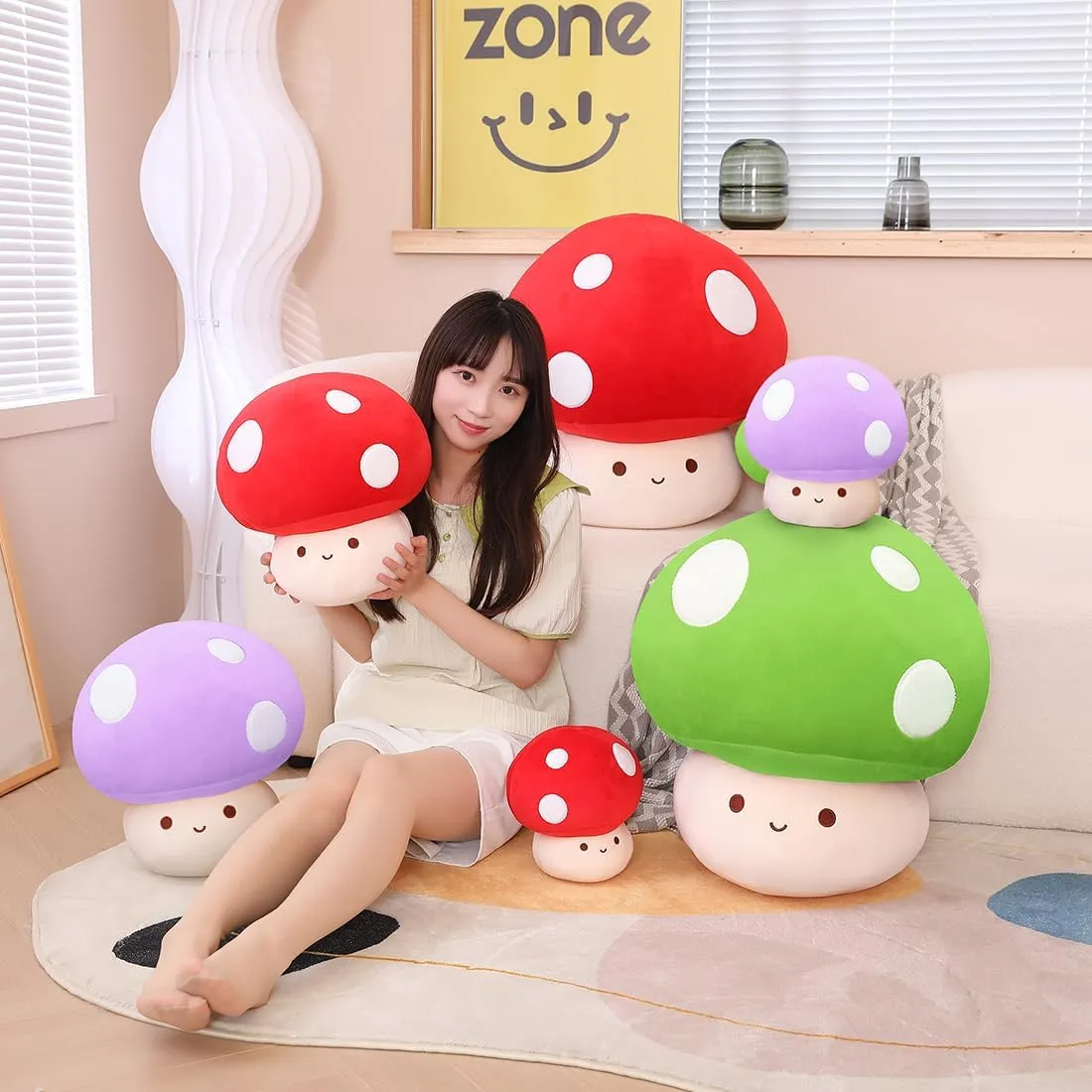 civic dilemma listener Plushies Mushroom Doll Gift for Kids(Green,60cm/23.6in) Kawaii Plush Mushroom Toy Pillow, Cute 