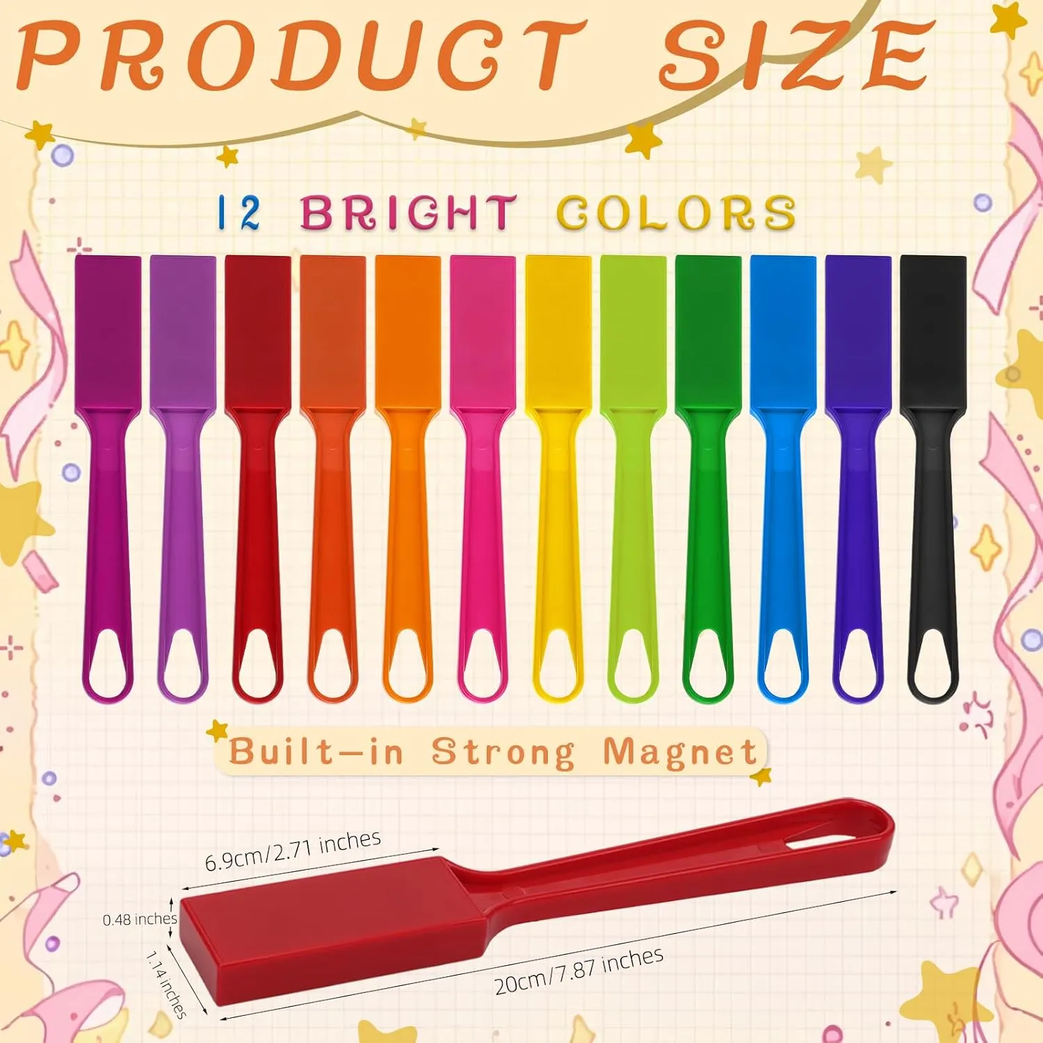 Classroom Supplies 12 PCS Magnetic Bingo Wands for Kids 7.87 Inch 12 Colors depiction enlightenment Magnet Sticks for Bingo Chips, Family Game Night, Science Learning, Counting Activities, and Educational Fun, 