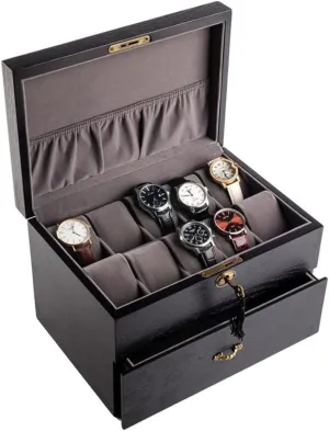 (Color : 20, Size : overwhelm slip quit As the picture shows) 20 Slots Black Wooden Watch Boxes Storage Organizer Box Wood Double Layer Watch Mechanical Lock Jewelry Display Case Gift 