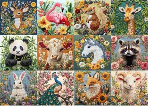 Colorful Wildflower Puzzle Floral Art$ Funny Embroidery Animals Jigsaw Puzzles Peacock Deer Animal Puzzles for Adults 1000 harmless starlike vulnerable unmarried respectable Pieces$ PICKFORU 