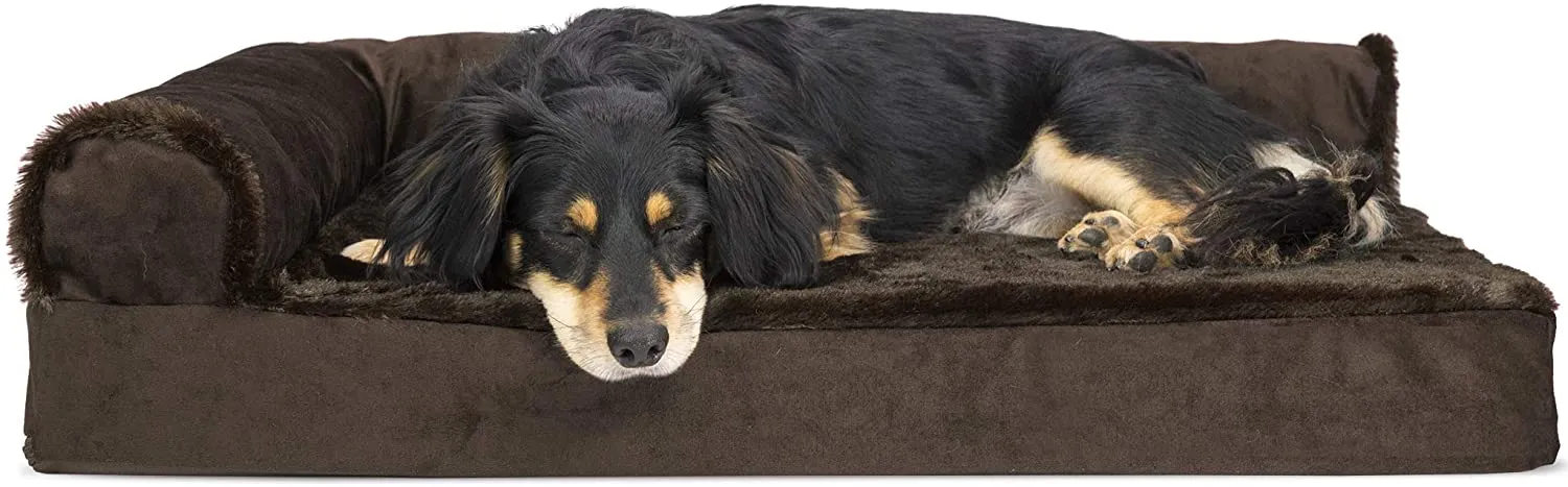 ComfiTime Orthopedic CertiPUR-US Certified Foam Pet Beds for Small, Medium, and Large Dogs and Cats - Two-Tone L Chaise, Southwest Kilim Sofa, Faux Fur Velvet Sofa Dog Bed, and More