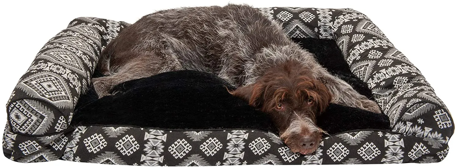 ComfiTime Orthopedic CertiPUR-US Certified Foam Pet Beds for Small, Medium, and Large Dogs and Cats - Two-Tone L Chaise, Southwest Kilim Sofa, Faux Fur Velvet Sofa Dog Bed, and More