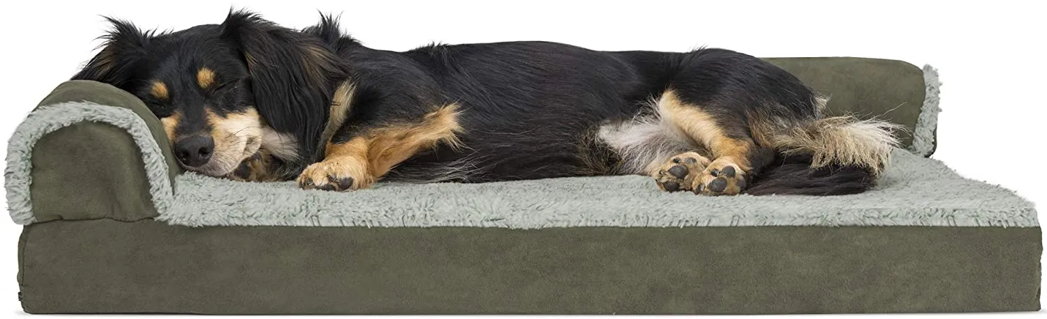 ComfiTime Orthopedic CertiPUR-US Certified Foam Pet Beds for Small, Medium, and Large Dogs and Cats - Two-Tone L Chaise, Southwest Kilim Sofa, Faux Fur Velvet Sofa Dog Bed, and More