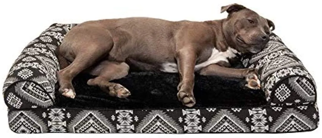 ComfiTime Orthopedic CertiPUR-US Certified Foam Pet Beds for Small, Medium, and Large Dogs and Cats - Two-Tone L Chaise, Southwest Kilim Sofa, Faux Fur Velvet Sofa Dog Bed, and More