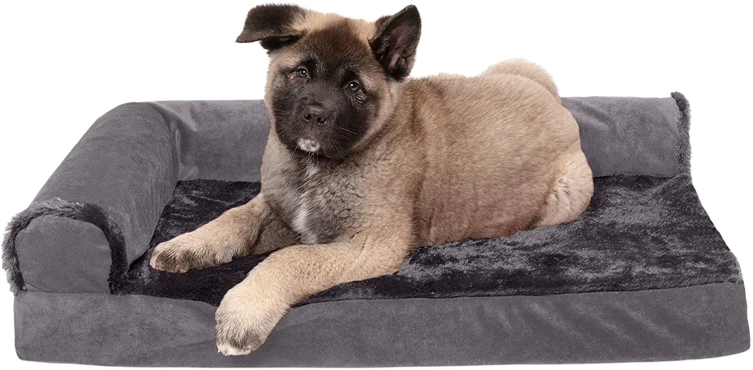 ComfiTime Orthopedic CertiPUR-US Certified Foam Pet Beds for Small, Medium, and Large Dogs and Cats - Two-Tone L Chaise, Southwest Kilim Sofa, Faux Fur Velvet Sofa Dog Bed, and More