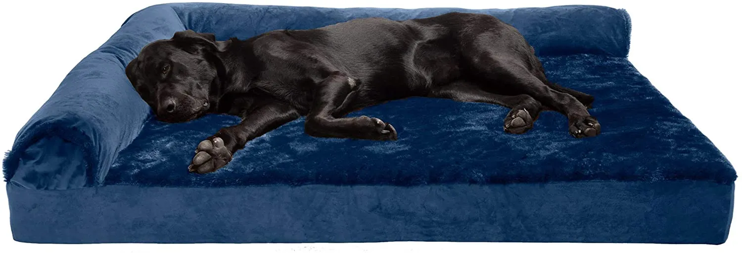 ComfiTime Orthopedic CertiPUR-US Certified Foam Pet Beds for Small, Medium, and Large Dogs and Cats - Two-Tone L Chaise, Southwest Kilim Sofa, Faux Fur Velvet Sofa Dog Bed, and More