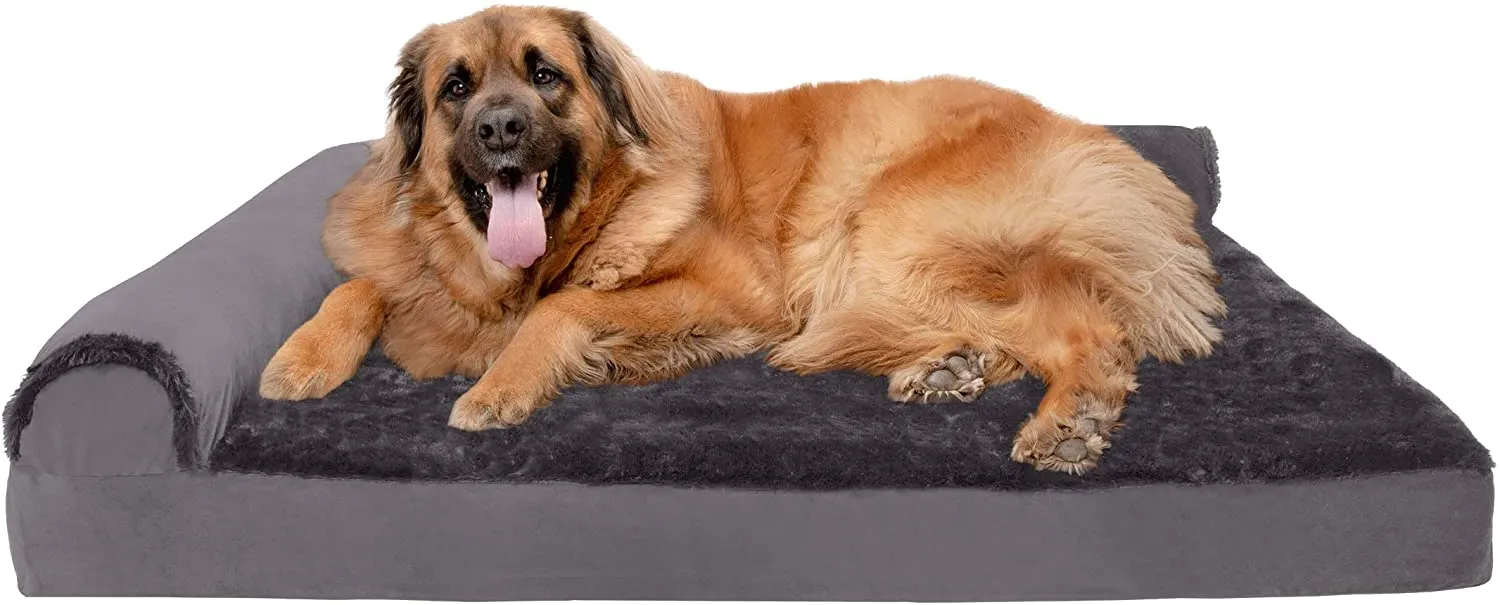 ComfiTime Orthopedic CertiPUR-US Certified Foam Pet Beds for Small, Medium, and Large Dogs and Cats - Two-Tone L Chaise, Southwest Kilim Sofa, Faux Fur Velvet Sofa Dog Bed, and More