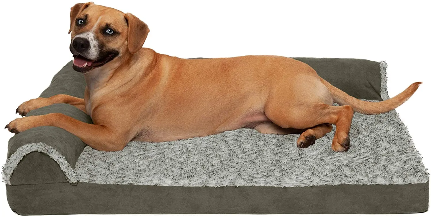 ComfiTime Orthopedic CertiPUR-US Certified Foam Pet Beds for Small, Medium, and Large Dogs and Cats - Two-Tone L Chaise, Southwest Kilim Sofa, Faux Fur Velvet Sofa Dog Bed, and More