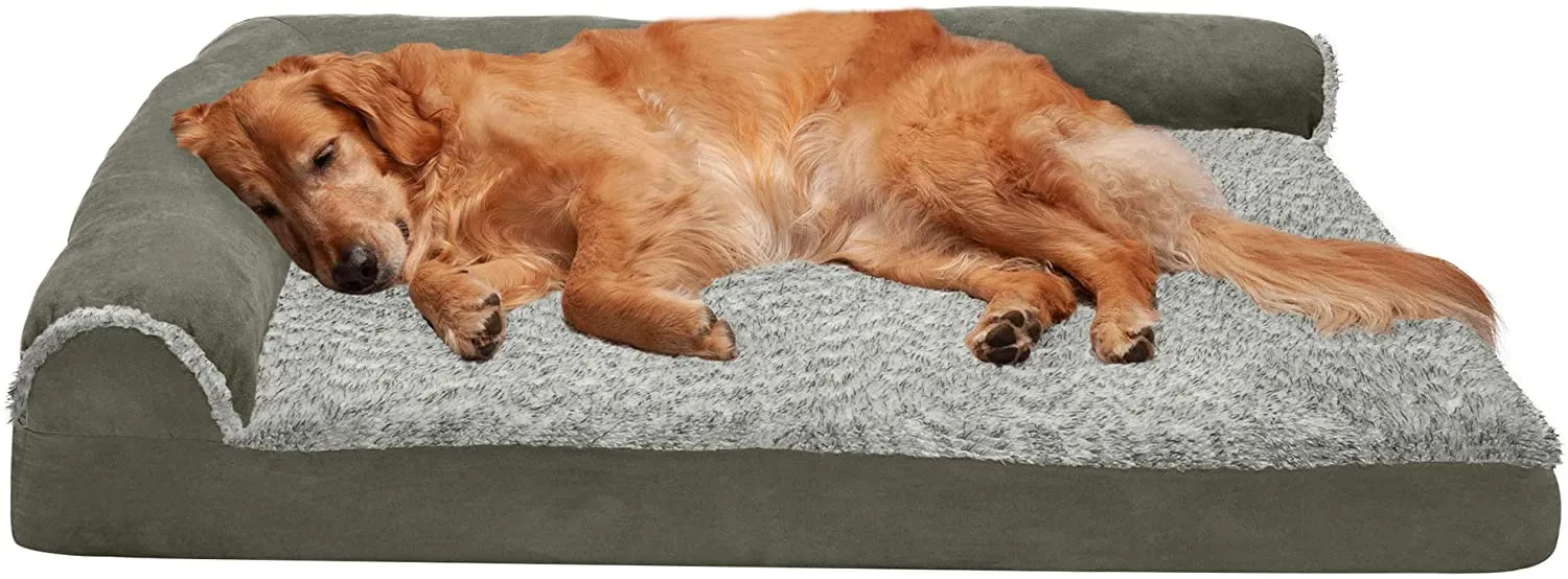 ComfiTime Orthopedic CertiPUR-US Certified Foam Pet Beds for Small, Medium, and Large Dogs and Cats - Two-Tone L Chaise, Southwest Kilim Sofa, Faux Fur Velvet Sofa Dog Bed, and More