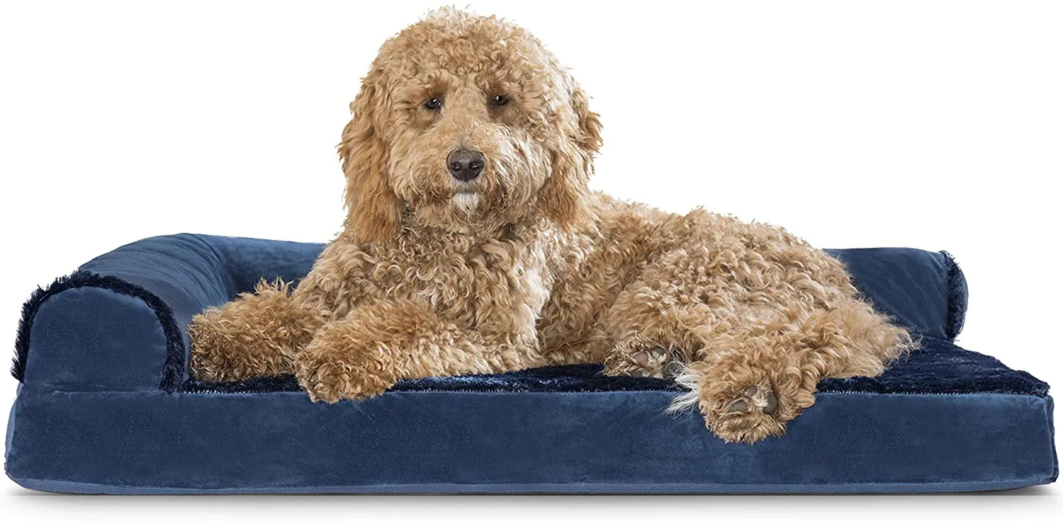 ComfiTime Orthopedic CertiPUR-US Certified Foam Pet Beds for Small, Medium, and Large Dogs and Cats - Two-Tone L Chaise, Southwest Kilim Sofa, Faux Fur Velvet Sofa Dog Bed, and More