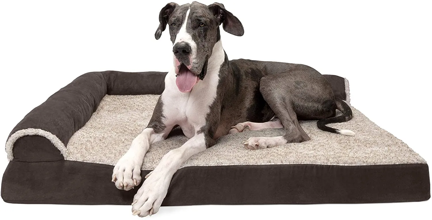 ComfiTime Orthopedic CertiPUR-US Certified Foam Pet Beds for Small, Medium, and Large Dogs and Cats - Two-Tone L Chaise, Southwest Kilim Sofa, Faux Fur Velvet Sofa Dog Bed, and More