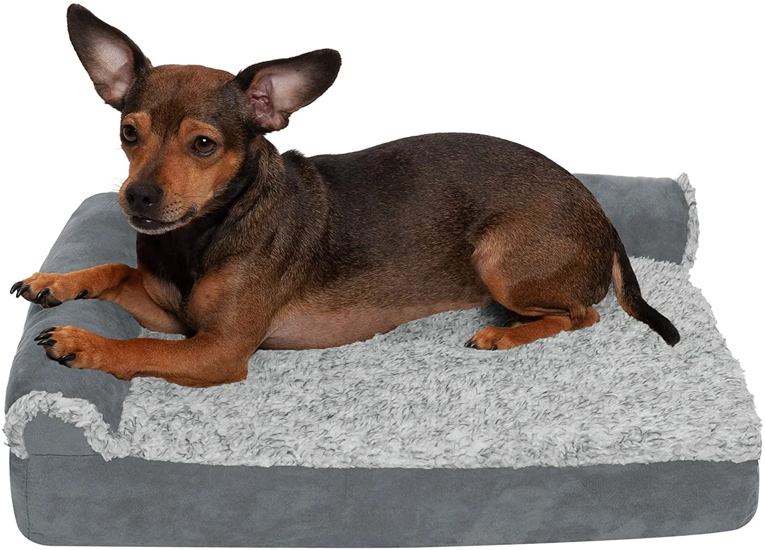 ComfiTime Orthopedic CertiPUR-US Certified Foam Pet Beds for Small, Medium, and Large Dogs and Cats - Two-Tone L Chaise, Southwest Kilim Sofa, Faux Fur Velvet Sofa Dog Bed, and More