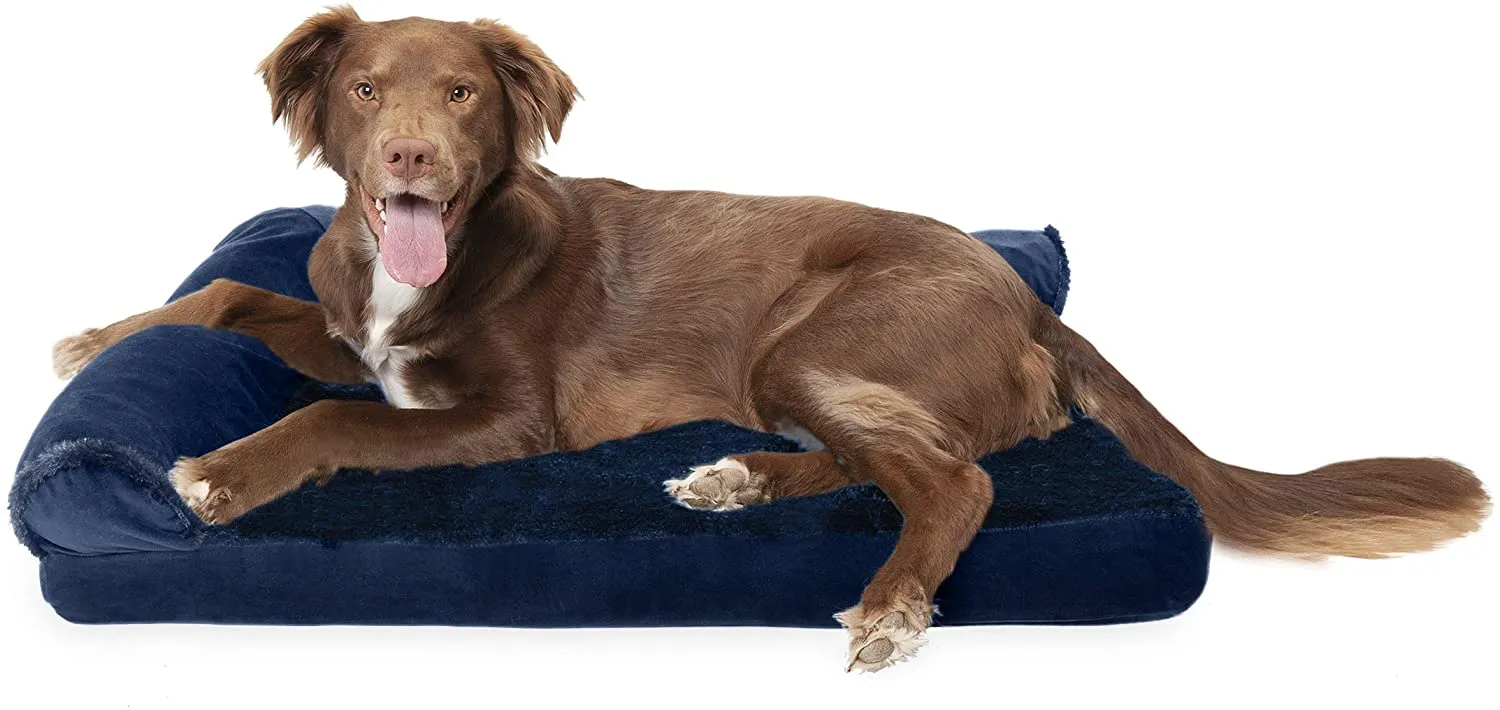 ComfiTime Orthopedic CertiPUR-US Certified Foam Pet Beds for Small, Medium, and Large Dogs and Cats - Two-Tone L Chaise, Southwest Kilim Sofa, Faux Fur Velvet Sofa Dog Bed, and More