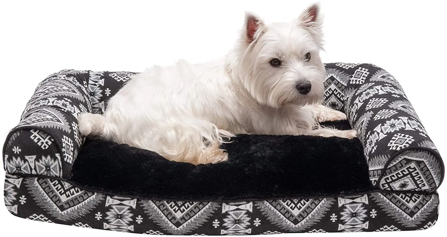 ComfiTime Orthopedic CertiPUR-US Certified Foam Pet Beds for Small, Medium, and Large Dogs and Cats - Two-Tone L Chaise, Southwest Kilim Sofa, Faux Fur Velvet Sofa Dog Bed, and More