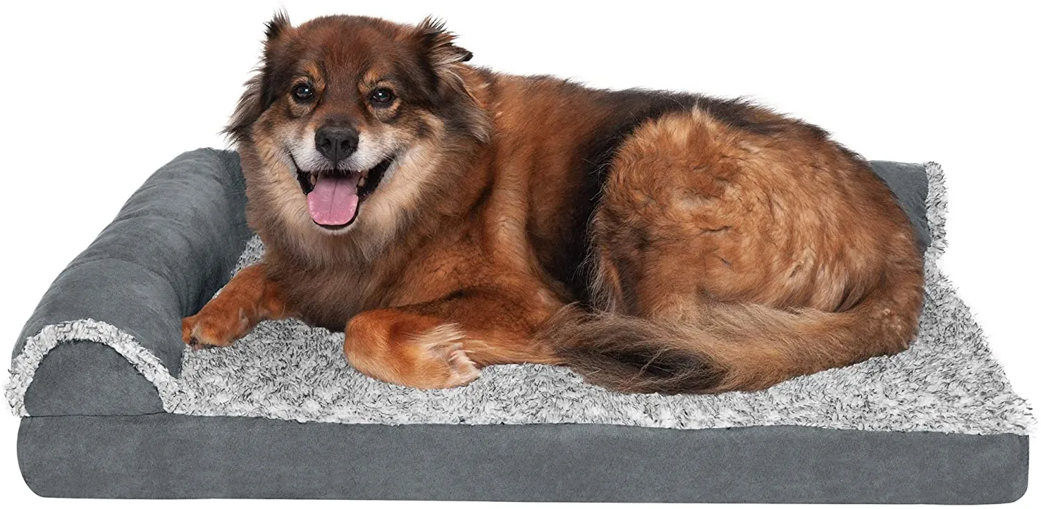 ComfiTime Orthopedic CertiPUR-US Certified Foam Pet Beds for Small, Medium, and Large Dogs and Cats - Two-Tone L Chaise, Southwest Kilim Sofa, Faux Fur Velvet Sofa Dog Bed, and More
