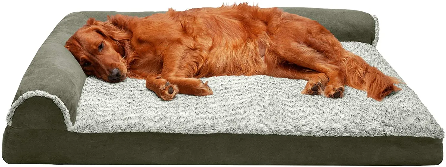 ComfiTime Orthopedic CertiPUR-US Certified Foam Pet Beds for Small, Medium, and Large Dogs and Cats - Two-Tone L Chaise, Southwest Kilim Sofa, Faux Fur Velvet Sofa Dog Bed, and More