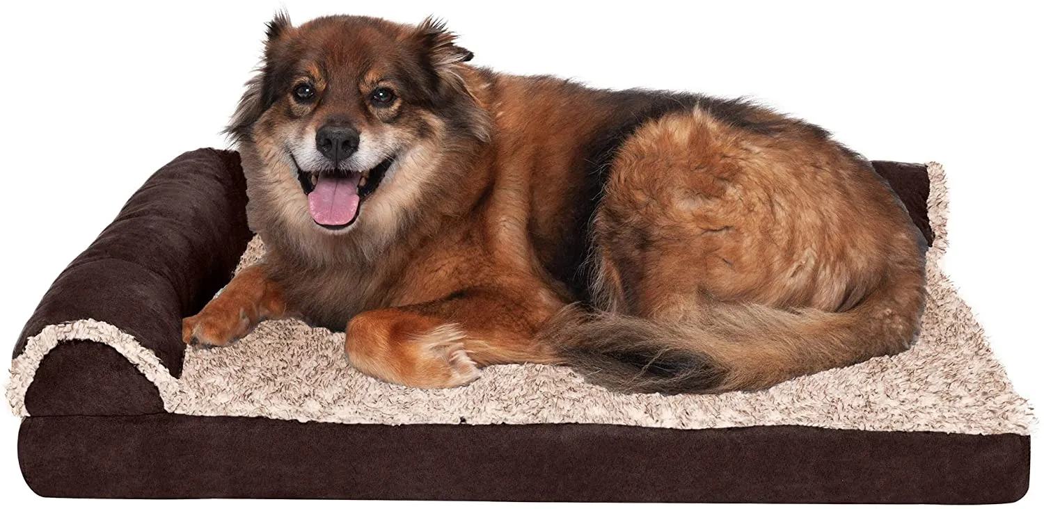 ComfiTime Orthopedic CertiPUR-US Certified Foam Pet Beds for Small, Medium, and Large Dogs and Cats - Two-Tone L Chaise, Southwest Kilim Sofa, Faux Fur Velvet Sofa Dog Bed, and More