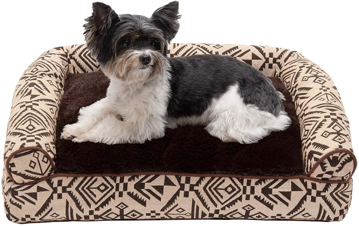 ComfiTime Orthopedic CertiPUR-US Certified Foam Pet Beds for Small, Medium, and Large Dogs and Cats - Two-Tone L Chaise, Southwest Kilim Sofa, Faux Fur Velvet Sofa Dog Bed, and More