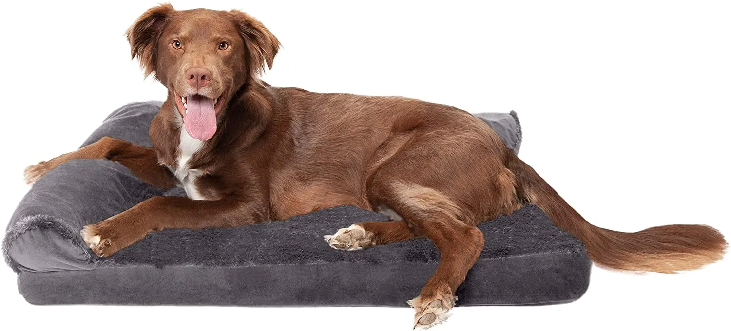 ComfiTime Orthopedic CertiPUR-US Certified Foam Pet Beds for Small, Medium, and Large Dogs and Cats - Two-Tone L Chaise, Southwest Kilim Sofa, Faux Fur Velvet Sofa Dog Bed, and More