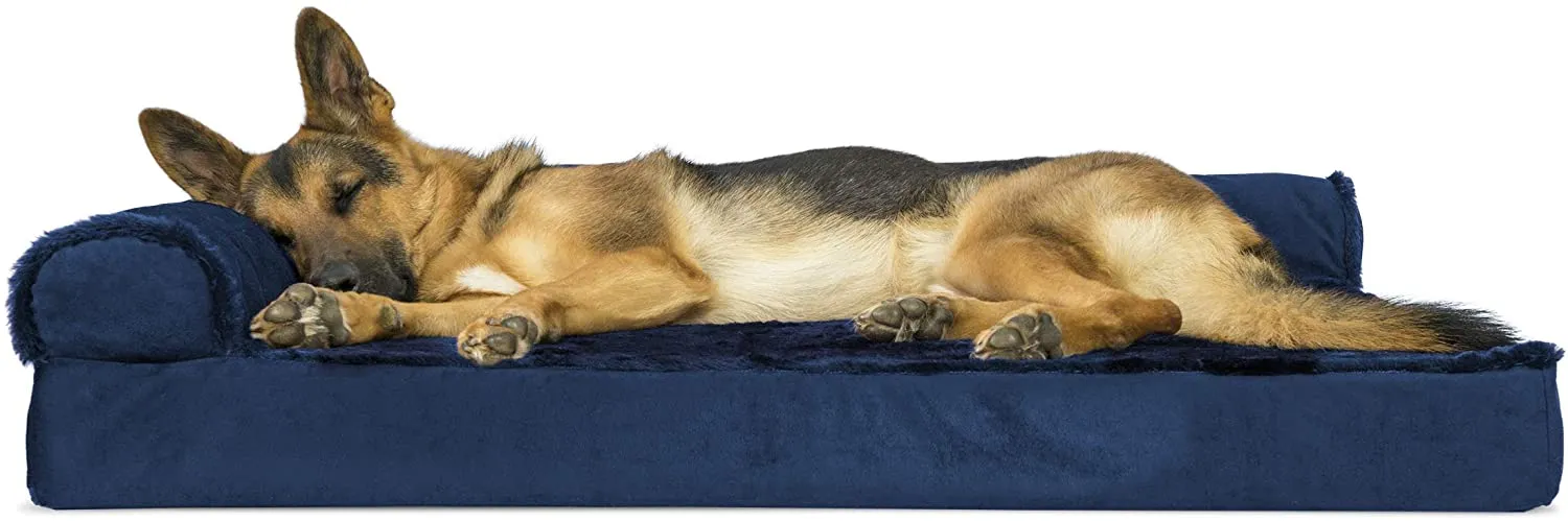 ComfiTime Orthopedic CertiPUR-US Certified Foam Pet Beds for Small, Medium, and Large Dogs and Cats - Two-Tone L Chaise, Southwest Kilim Sofa, Faux Fur Velvet Sofa Dog Bed, and More