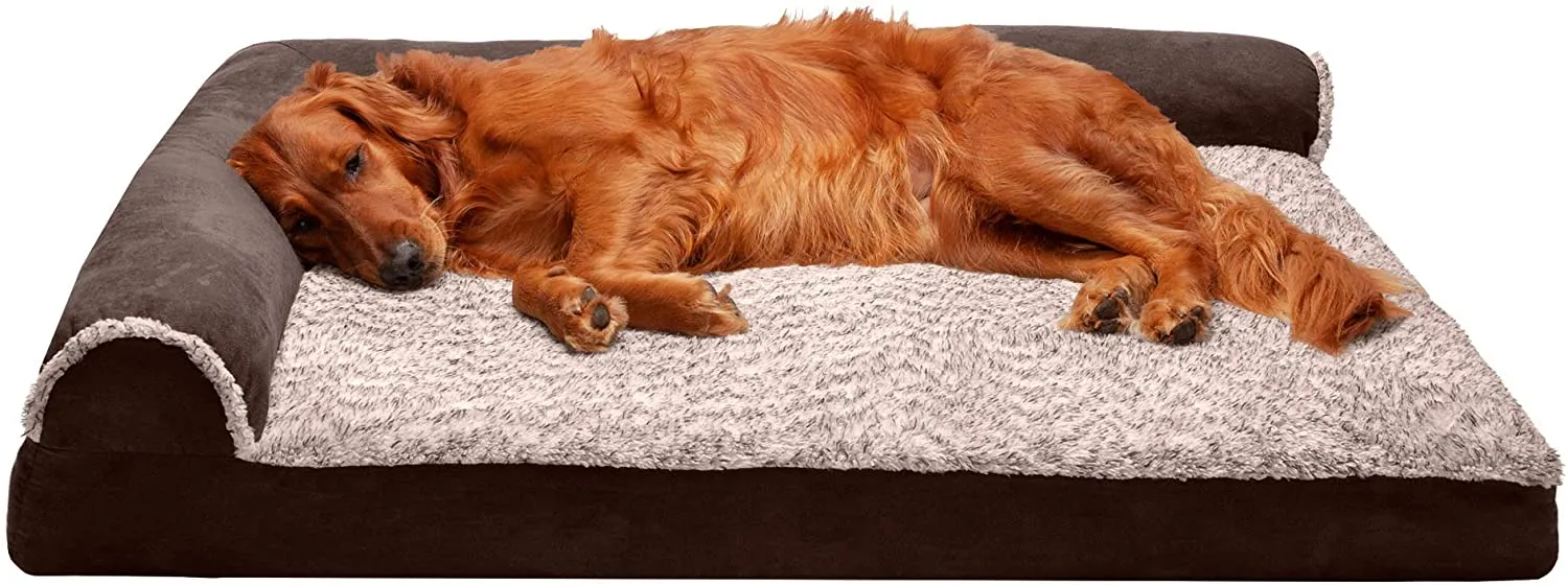 ComfiTime Orthopedic CertiPUR-US Certified Foam Pet Beds for Small, Medium, and Large Dogs and Cats - Two-Tone L Chaise, Southwest Kilim Sofa, Faux Fur Velvet Sofa Dog Bed, and More