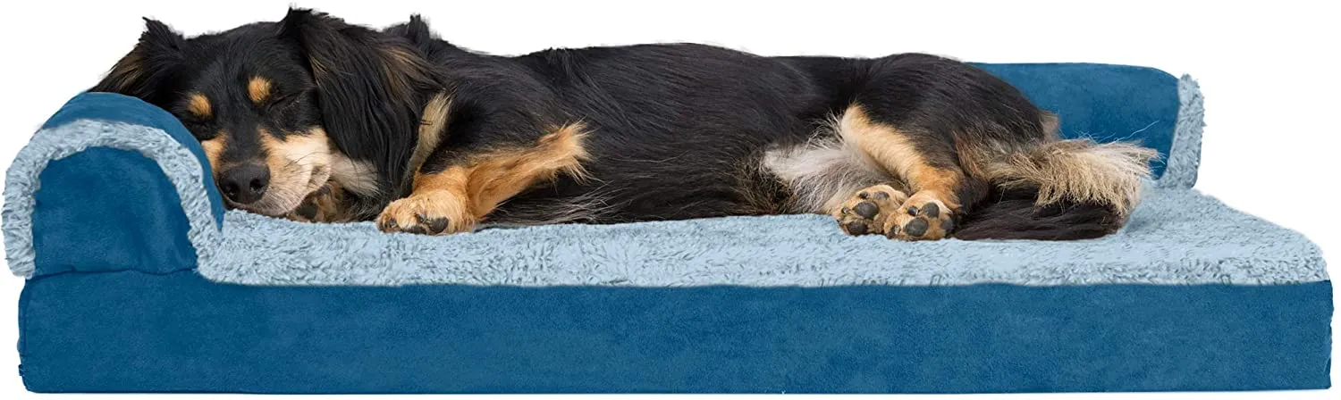 ComfiTime Orthopedic CertiPUR-US Certified Foam Pet Beds for Small, Medium, and Large Dogs and Cats - Two-Tone L Chaise, Southwest Kilim Sofa, Faux Fur Velvet Sofa Dog Bed, and More