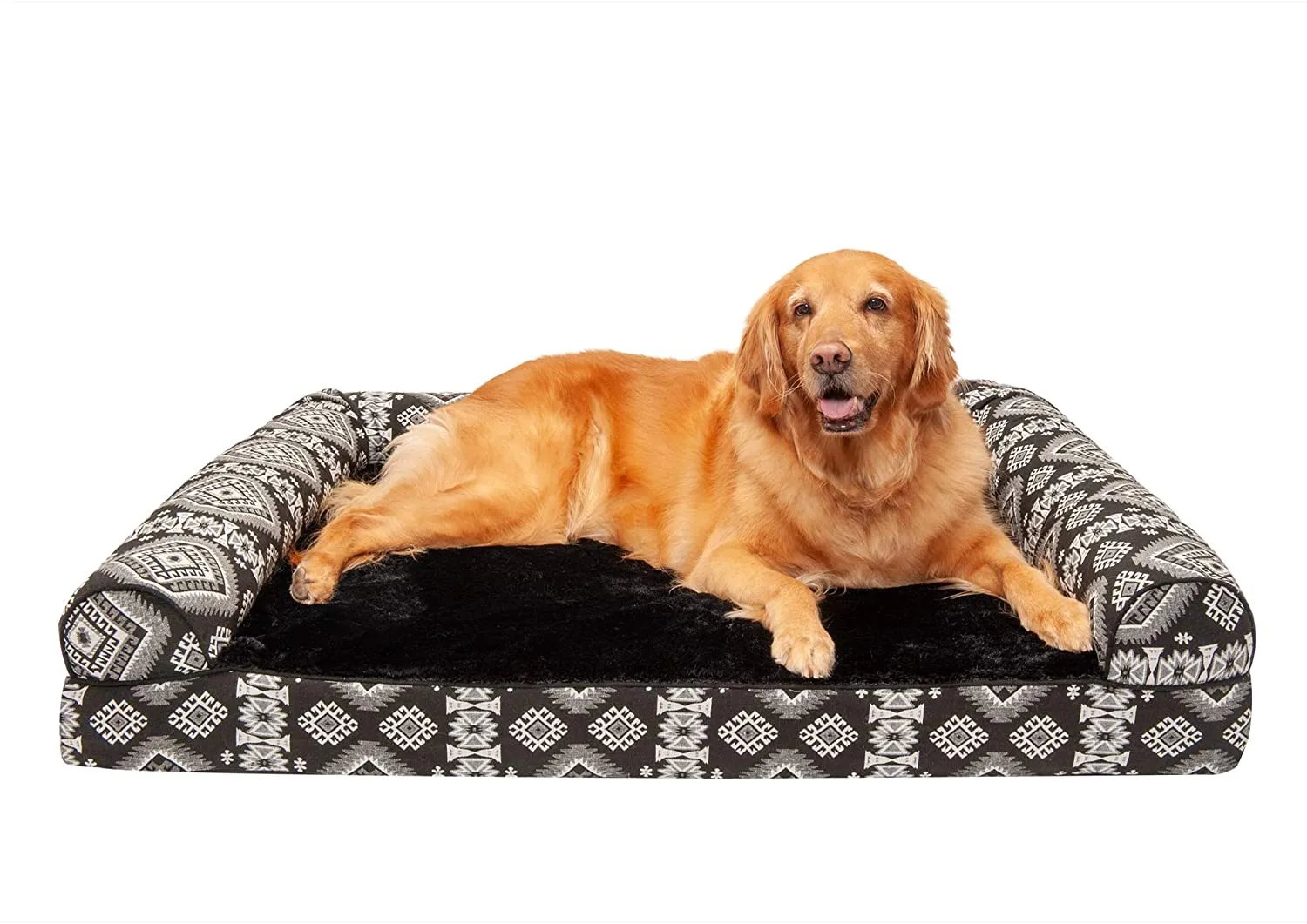 ComfiTime Orthopedic CertiPUR-US Certified Foam Pet Beds for Small, Medium, and Large Dogs and Cats - Two-Tone L Chaise, Southwest Kilim Sofa, Faux Fur Velvet Sofa Dog Bed, and More