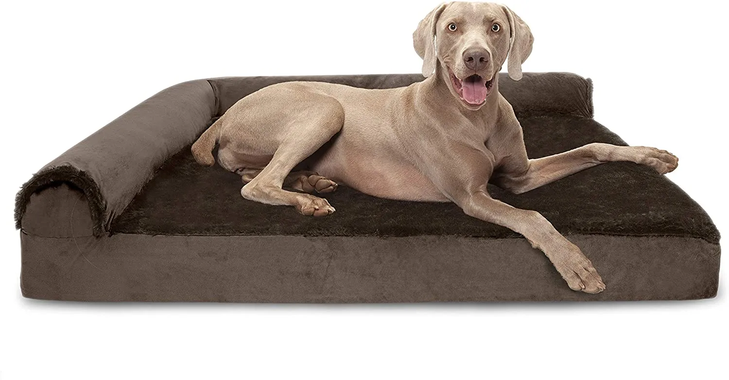 ComfiTime Orthopedic CertiPUR-US Certified Foam Pet Beds for Small, Medium, and Large Dogs and Cats - Two-Tone L Chaise, Southwest Kilim Sofa, Faux Fur Velvet Sofa Dog Bed, and More