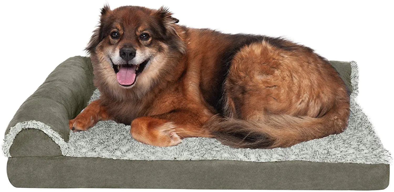 ComfiTime Orthopedic CertiPUR-US Certified Foam Pet Beds for Small, Medium, and Large Dogs and Cats - Two-Tone L Chaise, Southwest Kilim Sofa, Faux Fur Velvet Sofa Dog Bed, and More