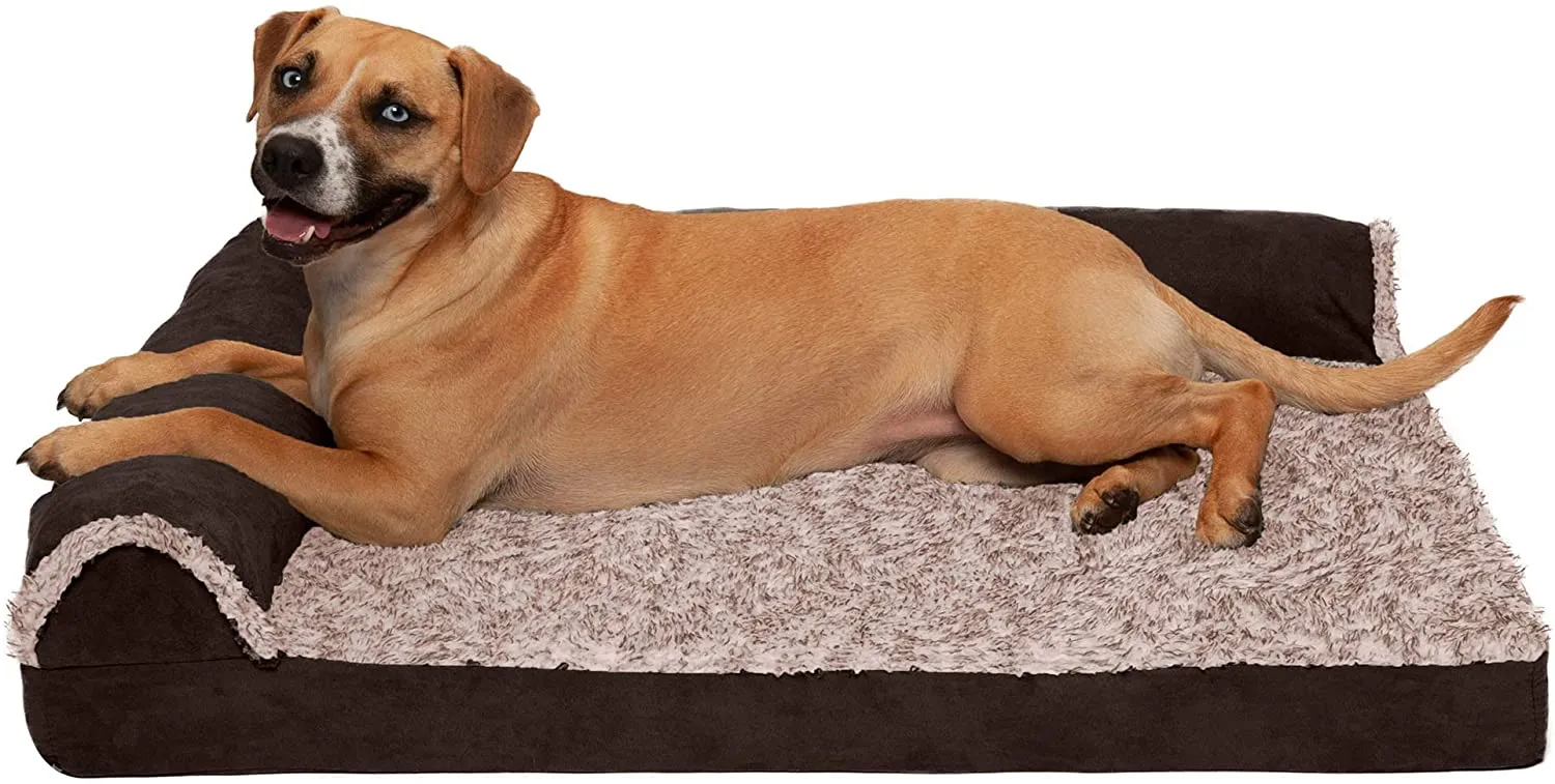 ComfiTime Orthopedic CertiPUR-US Certified Foam Pet Beds for Small, Medium, and Large Dogs and Cats - Two-Tone L Chaise, Southwest Kilim Sofa, Faux Fur Velvet Sofa Dog Bed, and More
