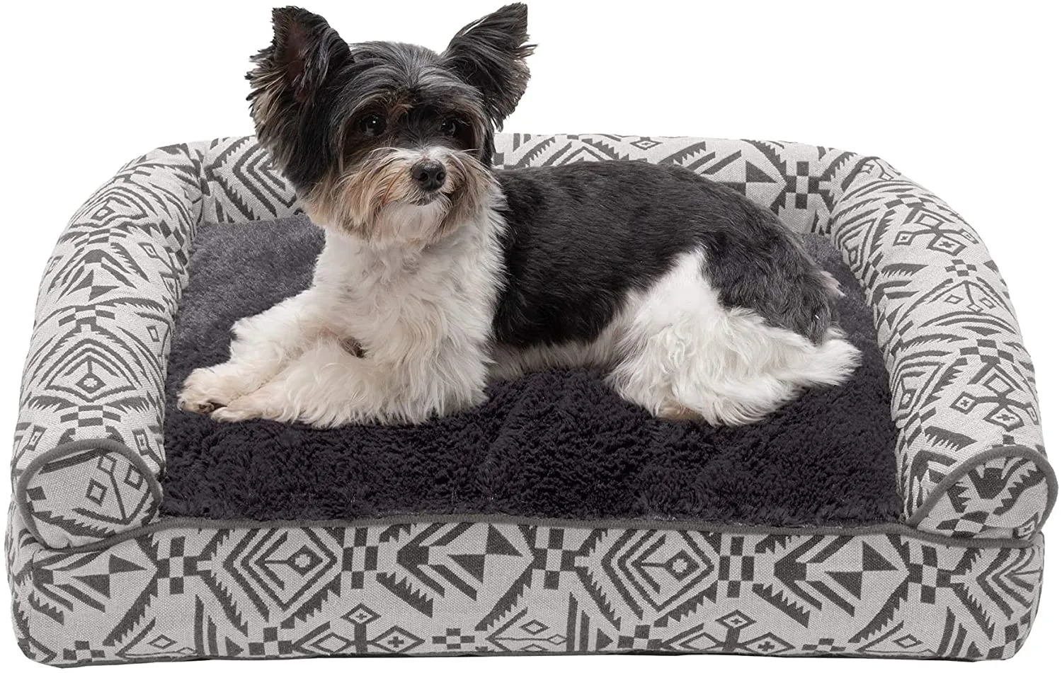 ComfiTime Orthopedic CertiPUR-US Certified Foam Pet Beds for Small, Medium, and Large Dogs and Cats - Two-Tone L Chaise, Southwest Kilim Sofa, Faux Fur Velvet Sofa Dog Bed, and More