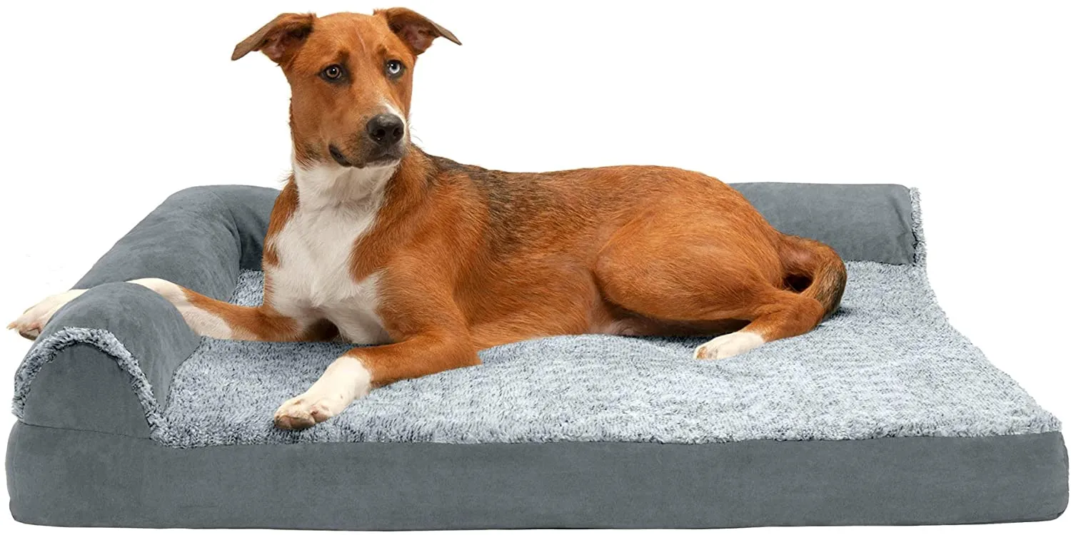 ComfiTime Orthopedic CertiPUR-US Certified Foam Pet Beds for Small, Medium, and Large Dogs and Cats - Two-Tone L Chaise, Southwest Kilim Sofa, Faux Fur Velvet Sofa Dog Bed, and More