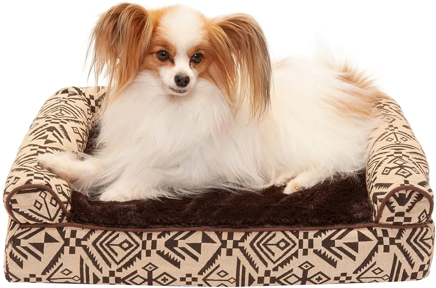 ComfiTime Orthopedic CertiPUR-US Certified Foam Pet Beds for Small, Medium, and Large Dogs and Cats - Two-Tone L Chaise, Southwest Kilim Sofa, Faux Fur Velvet Sofa Dog Bed, and More