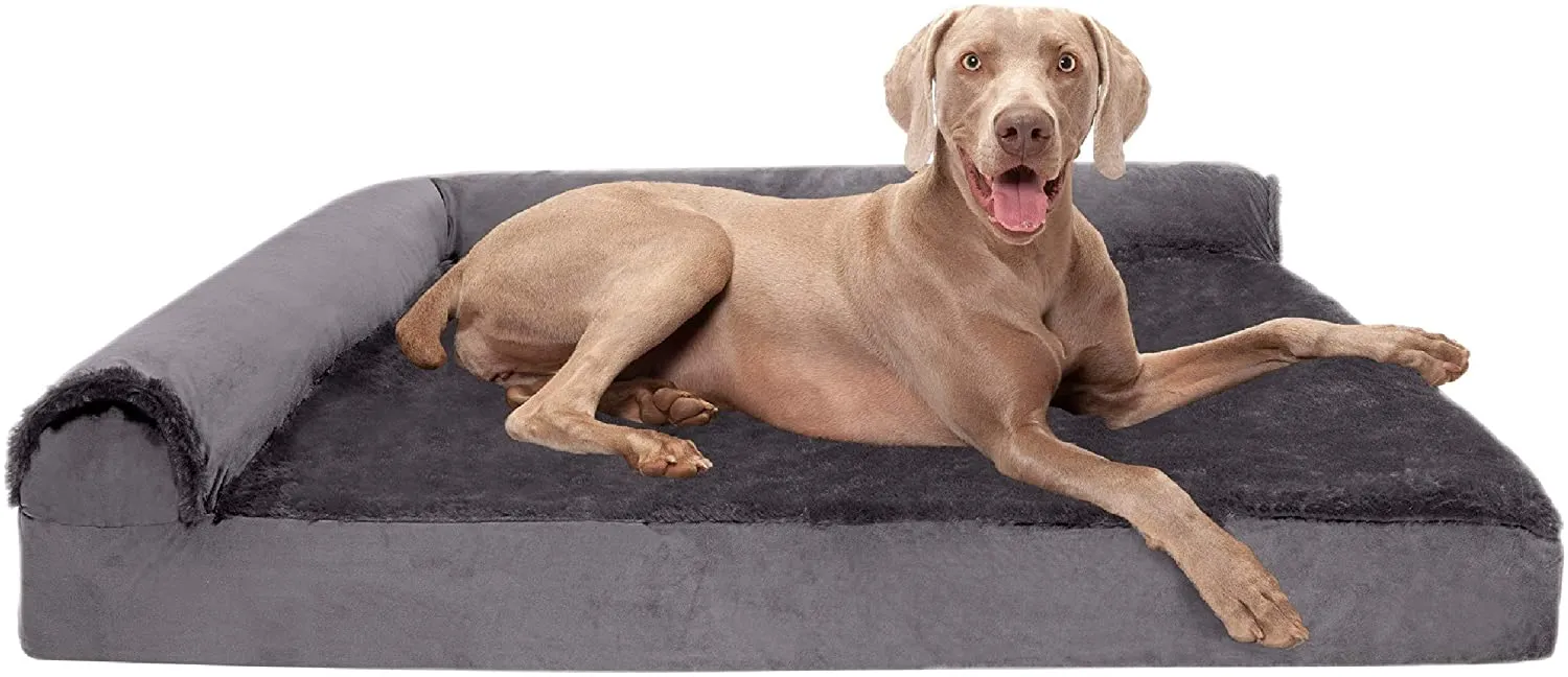 ComfiTime Orthopedic CertiPUR-US Certified Foam Pet Beds for Small, Medium, and Large Dogs and Cats - Two-Tone L Chaise, Southwest Kilim Sofa, Faux Fur Velvet Sofa Dog Bed, and More