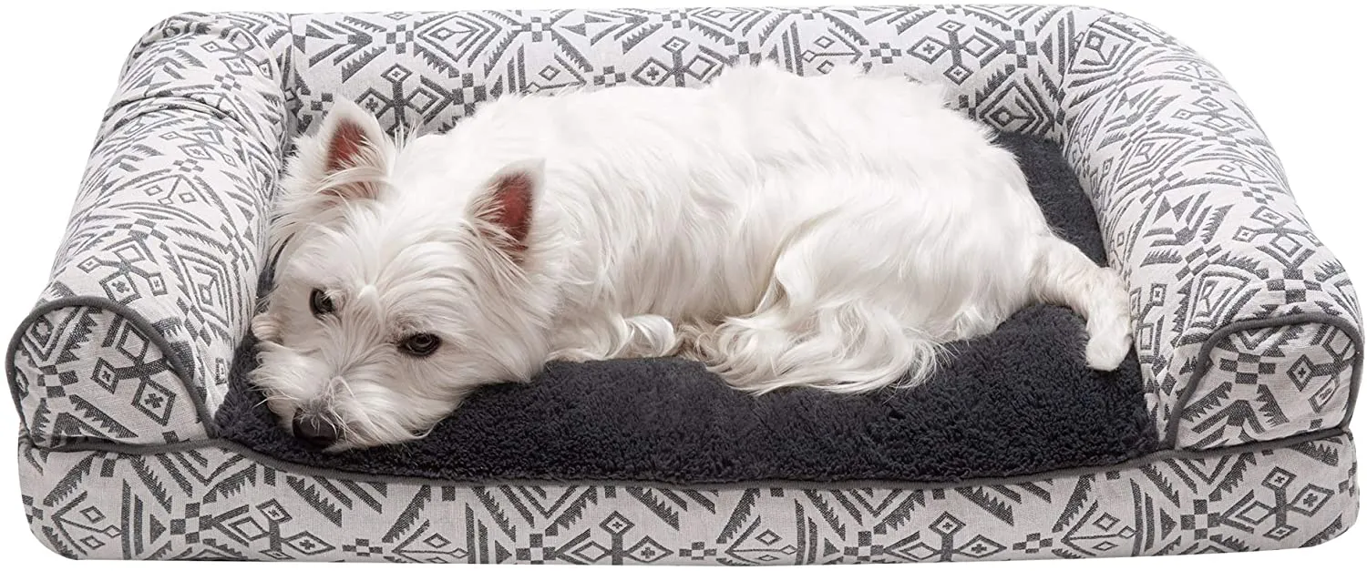 ComfiTime Orthopedic CertiPUR-US Certified Foam Pet Beds for Small, Medium, and Large Dogs and Cats - Two-Tone L Chaise, Southwest Kilim Sofa, Faux Fur Velvet Sofa Dog Bed, and More