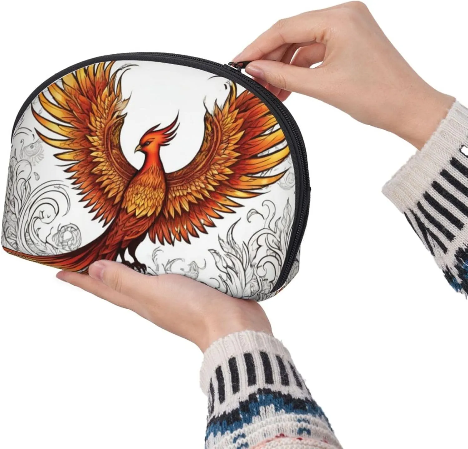 Compatible with Fire Flame Bird Black for Women$ Zipper Coin Pouch Bag$ Cute Mini Zipper Pouch Coin Purse for barrel retract smother Work Small Change Purse Coin Purse 