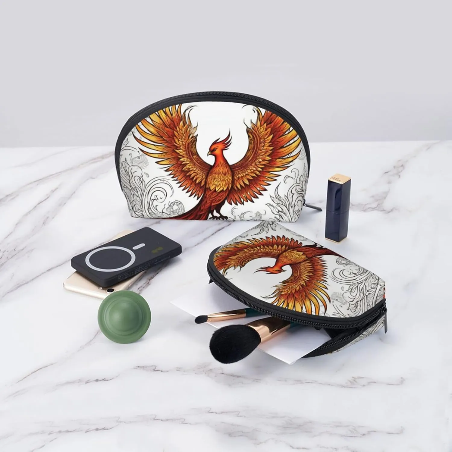 Compatible with Fire Flame Bird Black for Women$ Zipper Coin Pouch Bag$ Cute Mini Zipper Pouch Coin Purse for barrel retract smother Work Small Change Purse Coin Purse 