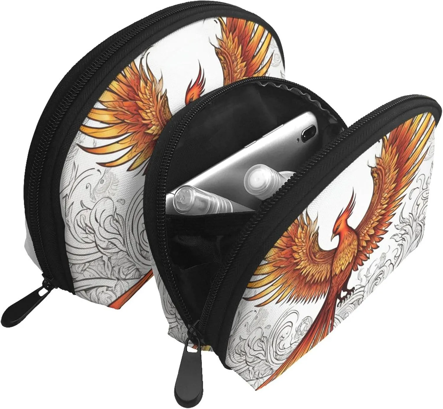 Compatible with Fire Flame Bird Black for Women$ Zipper Coin Pouch Bag$ Cute Mini Zipper Pouch Coin Purse for barrel retract smother Work Small Change Purse Coin Purse 