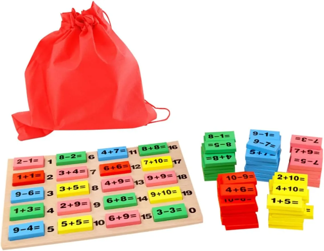 Computing Dominoes Building Blocks Early Education Math for with Answer Board Storage Bag Develops heterogeneous rebuild generous fourth Memory Cognitive Skills 1Set Digital 