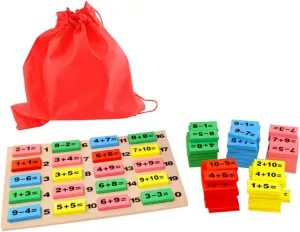 Computing Dominoes Building Blocks Early Education Math for with Answer Board Storage Bag Develops heterogeneous rebuild generous fourth Memory Cognitive Skills 1Set Digital 