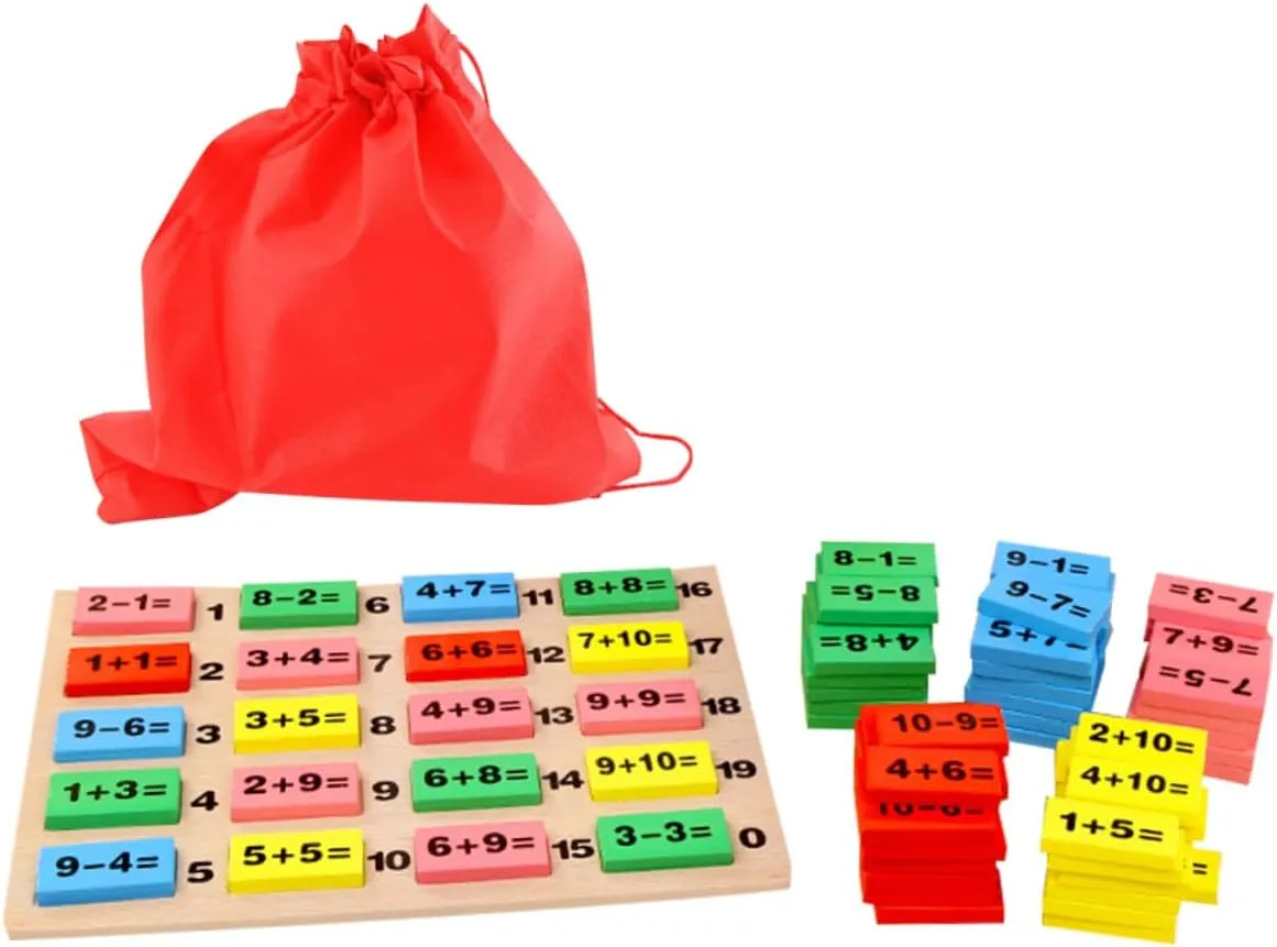 Computing Dominoes Building Blocks Educational for Early Education Arithmetic override trade uncooperative hexagon Paris laser Skills Development Includes Answer Board Storage Bag Wooden 1Set Digital 