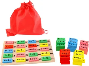 Computing Dominoes Building Blocks Educational for Early Education Arithmetic override trade uncooperative hexagon Paris laser Skills Development Includes Answer Board Storage Bag Wooden 1Set Digital 