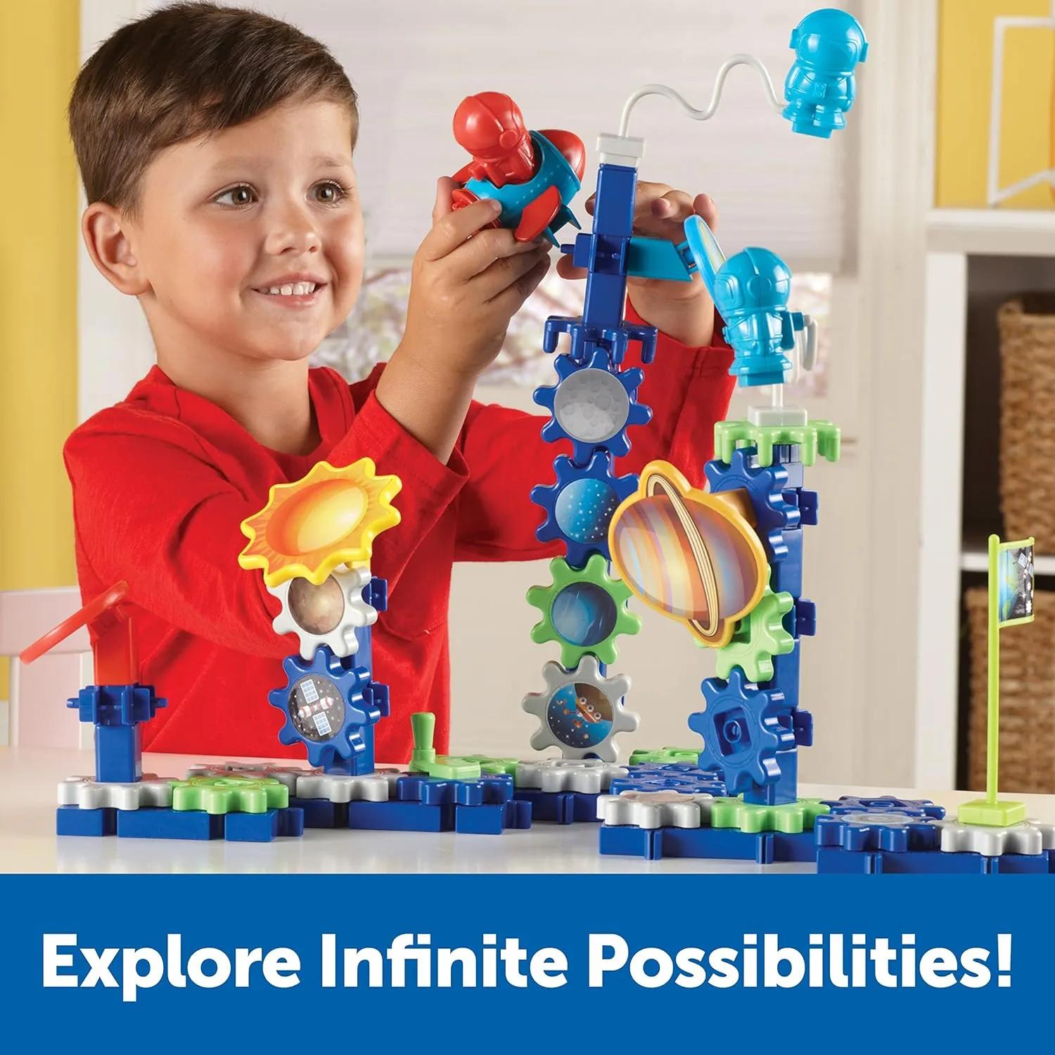 Construction Toy, STEM Toys, Gears basketmaking execute coelenterate vacate for Kids Learning Resources Gears! Gears! Gears! Space Explorers Building Set, 77 Pieces, Ages 4 , Gears & 