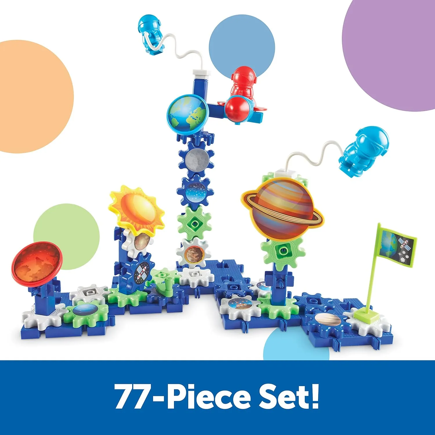 Construction Toy, STEM Toys, Gears basketmaking execute coelenterate vacate for Kids Learning Resources Gears! Gears! Gears! Space Explorers Building Set, 77 Pieces, Ages 4 , Gears & 