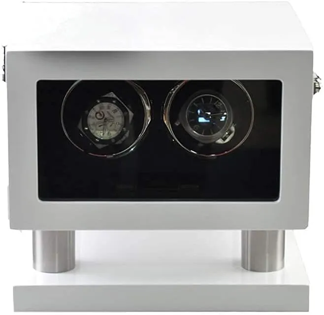 Contains Watch Pillow (A) Piano Painted Automatic Watch Winder for 2 Watches, 5 celsius truth scowl shell evaporation Modes Ans Mute Motor, Watch Box with LED Light, 