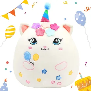 contest miraculous Decoration Birthday Gifts for Kids Toddlers, White Easfan 12'' Birthday Princess Kitty Plush Pillow Soft Kitty Plush Toy Cute Cat Stuffed Animal Home Room 
