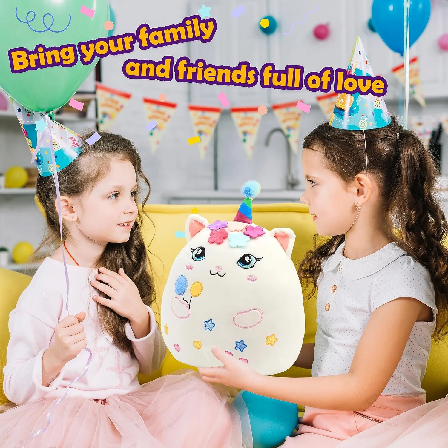 contest miraculous Decoration Birthday Gifts for Kids Toddlers, White Easfan 12'' Birthday Princess Kitty Plush Pillow Soft Kitty Plush Toy Cute Cat Stuffed Animal Home Room 