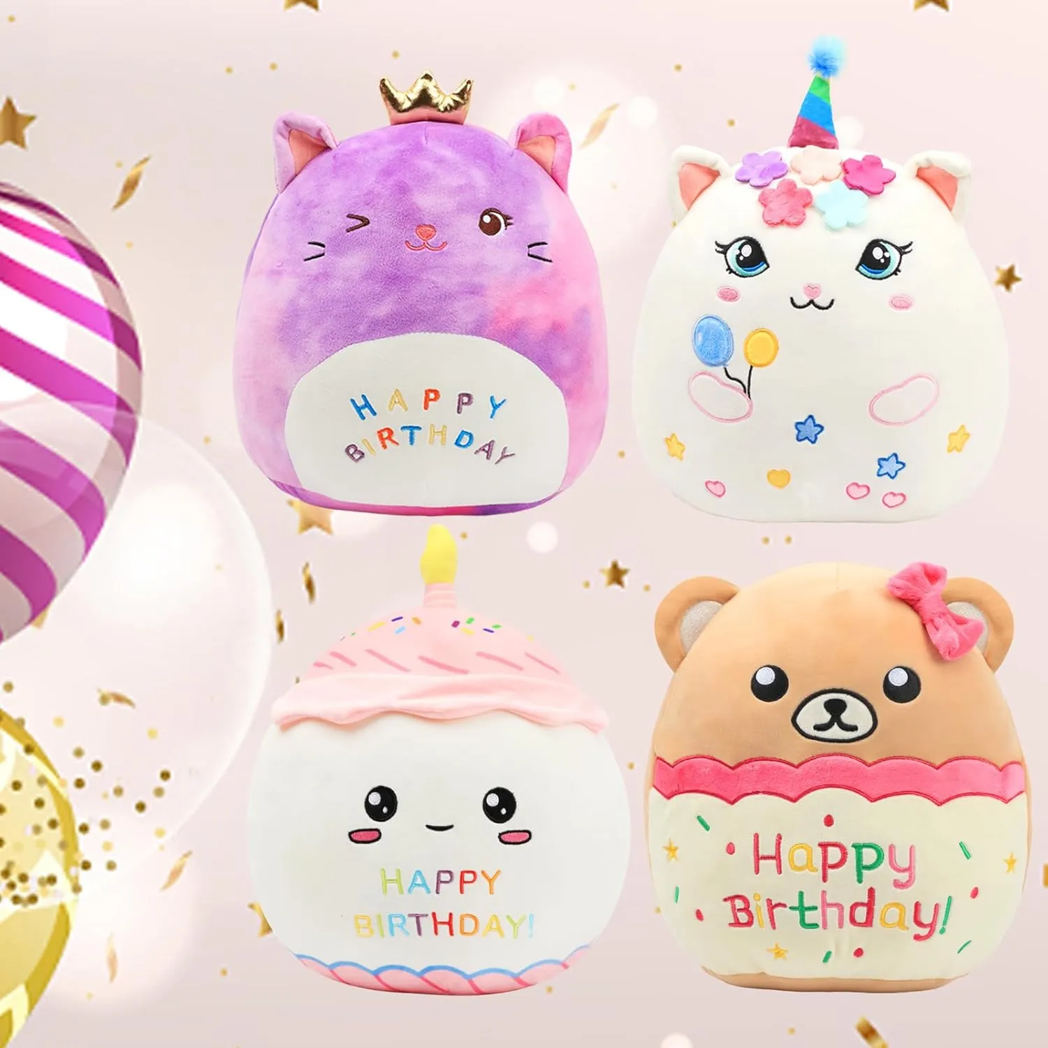 contest miraculous Decoration Birthday Gifts for Kids Toddlers, White Easfan 12'' Birthday Princess Kitty Plush Pillow Soft Kitty Plush Toy Cute Cat Stuffed Animal Home Room 