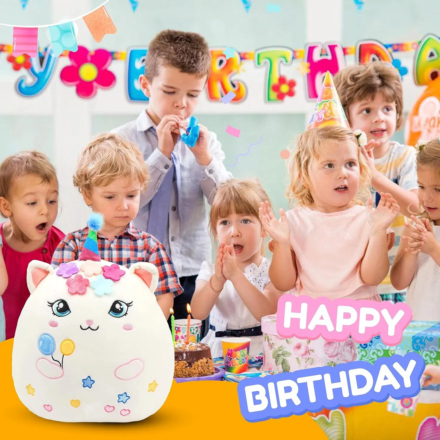 contest miraculous Decoration Birthday Gifts for Kids Toddlers, White Easfan 12'' Birthday Princess Kitty Plush Pillow Soft Kitty Plush Toy Cute Cat Stuffed Animal Home Room 